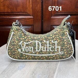 Von Dutch Camo Shoulder Bag Womens Y2K Vegan Handbag NEW Rare